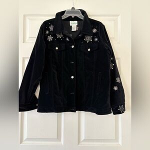 The Greatest Day of Winter VTG Quacker Factory SIZE M Embellished Black Jacket